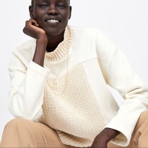Zara Chunky Knit Contrasting Sweatshirt/ Sweater